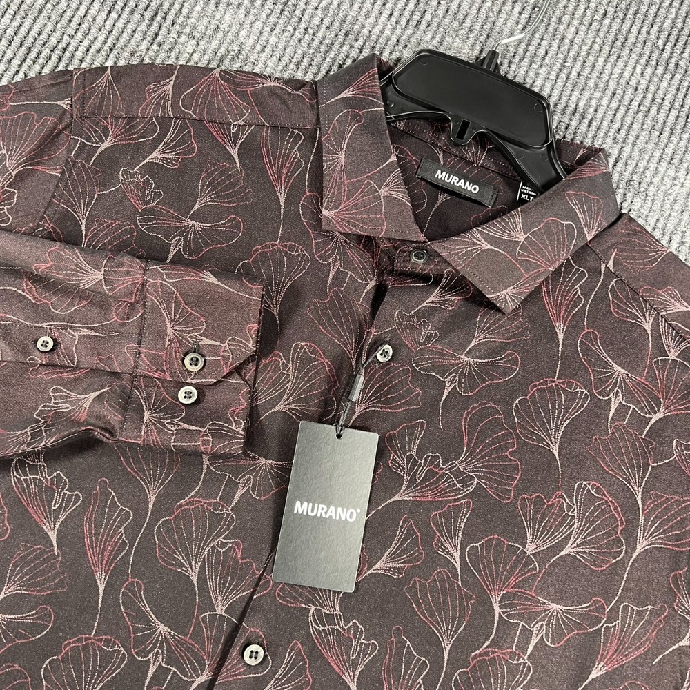 Murano Shirt Mens XLT Extra Large Tall Red Purple Floral Long Sleeve Button New